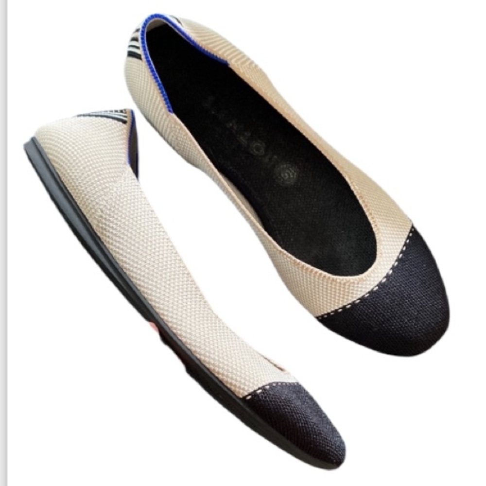 Rothy’s Stylish flats Black and Cream Women's size 10